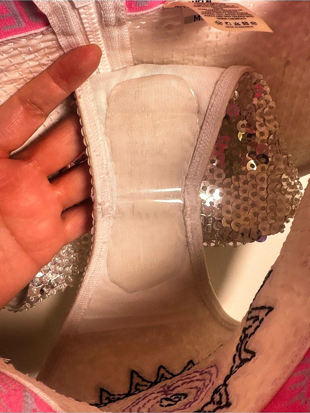 Seaqueen Evil Eye Sequin Bikini Set Pink & Silver Medium — image 6 of 6